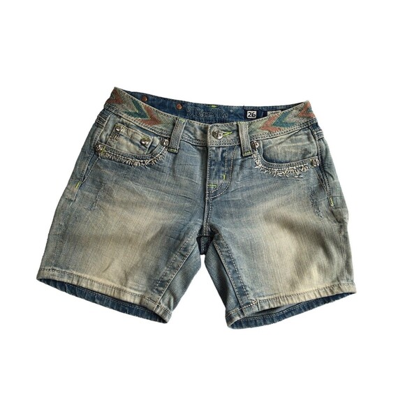 Miss Me Low Rise Embroidered Denim Easy Shorts Women's Size 26 - Picture 1 of 6